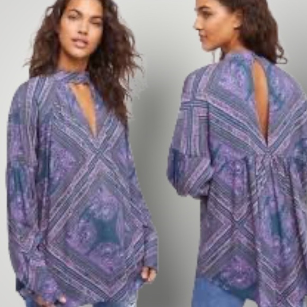 Free People Walking On A Dream Boho Choker Tunic Top